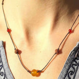 Natural Knot Rudraksha Yellow Agate Pendant Necklace