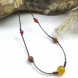 Natural Knot Rudraksha Yellow Agate Pendant Necklace