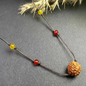 Rudraksha Red Agate Beads Pendant Necklace Chakras Pray Gift Spirituality