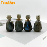 Labradorite Perfume Bottle Gem Essential Oils Diffuser Stone Vial