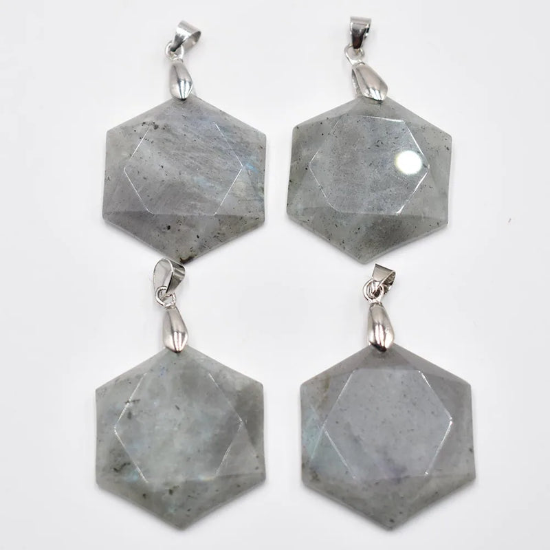 Labradorite Stone Necklace Pendant for Jewelry Making DIY 4pcs