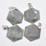 Labradorite Stone Necklace Pendant for Jewelry Making DIY 4pcs