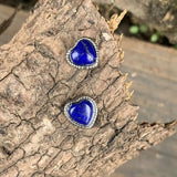 Lapis Lazuli Stud Earrings 925 Sterling Silver Vintage Gift Jewelry
