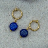 Lapis Lazuli Coin Earrings Wedding Jewelry Classic Gift