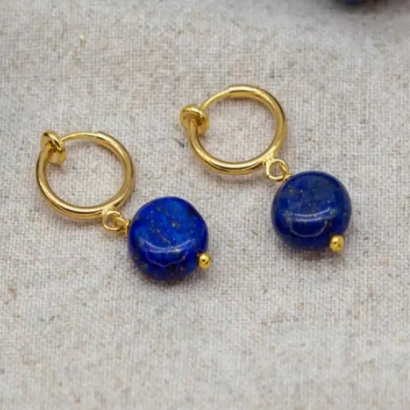 Lapis Lazuli Coin Earrings Wedding Jewelry Classic Gift