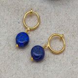 Lapis Lazuli Coin Earrings Wedding Jewelry Classic Gift