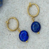 Lapis Lazuli Coin Earrings Wedding Jewelry Classic Gift