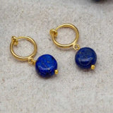 Lapis Lazuli Coin Earrings Wedding Jewelry Classic Gift