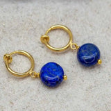 Lapis Lazuli Coin Earrings Wedding Jewelry Classic Gift