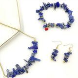 Lapis Lazuli Gravel Bracelet Earrings Necklace Set Crystal Energy Gift
