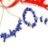 Lapis Lazuli Gravel Set - Bracelet Earrings Necklace