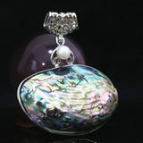 Large Natural Abalone Shell Oval Pendant Pearl Beads Charms Jewelry