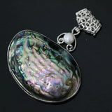 Large Natural Abalone Shell Oval Pendant Pearl Beads Charms Jewelry