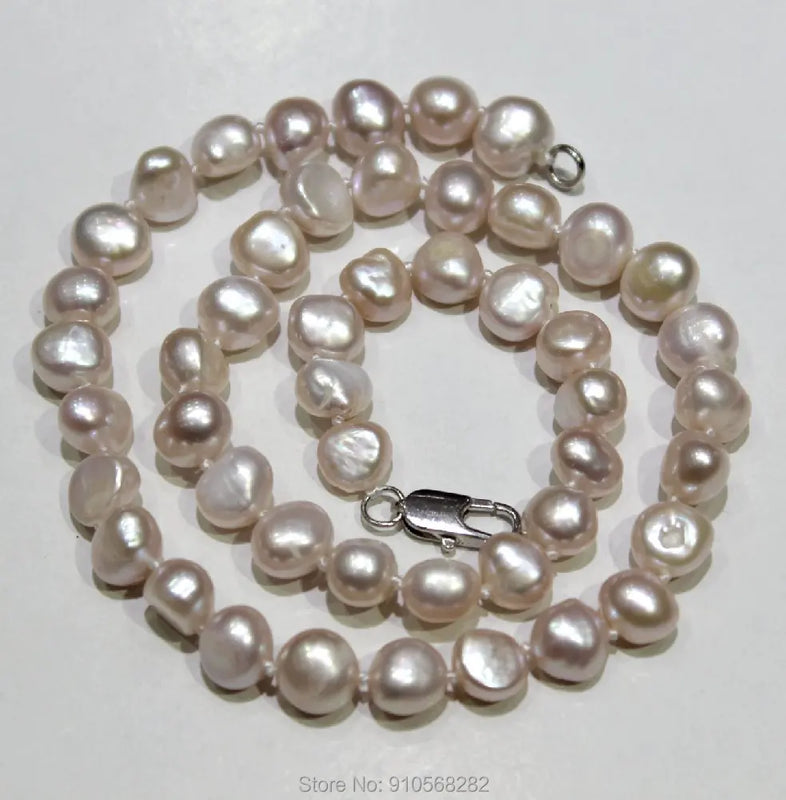 Light Purple Freshwater Pearl Necklace Baroque 9mm 17INCH