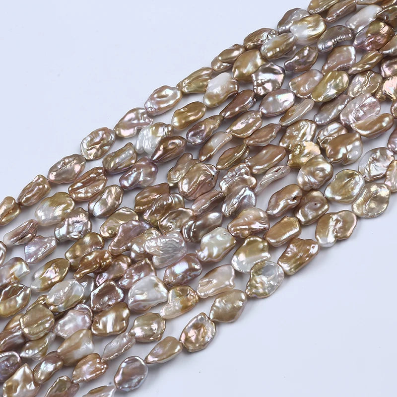 Natural Metallic 13-16mm Loose Keshi Freshwater Strand