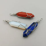 Mixed Stone Pendant for Necklace Wire Jewelry Quartz Crystal Tiger Eye Rose 24pc