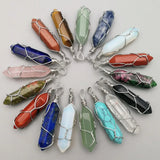 Mixed Stone Pendant for Necklace Wire Jewelry Quartz Crystal Tiger Eye Rose 24pc
