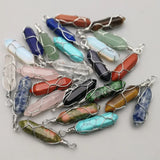 Mixed Stone Pendant for Necklace Wire Jewelry Quartz Crystal Tiger Eye Rose 24pc