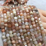 Cube Moonstone Beads 6-7mm Faceted for Jewelry Making