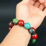 Natural Multicolour Jade Bracelet 18mm Round Beads Jadeite Jewelry Men Women