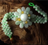 Myanmar FeiCui Sunflower Jade Lucky Stretch Bracelet