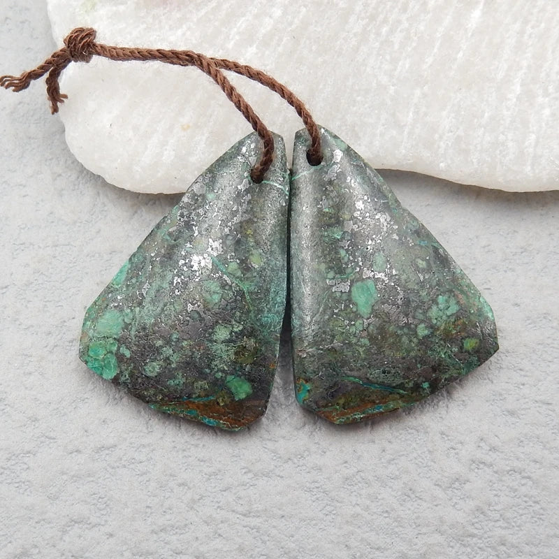 Natural African Turquoise Drilled Earring Beads 27x18x4mm
