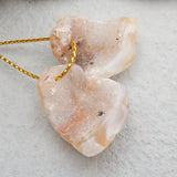 Natural Pink Agate Drilled Earrings Pair 25x18x10mm
