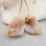 Natural Pink Agate Drilled Earrings Pair 25x18x10mm
