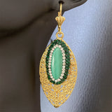 Oval Malachite Rhinestone Earrings - Women's Fine Jewelry