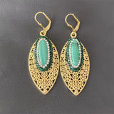 Oval Malachite Rhinestone Earrings - Women's Fine Jewelry