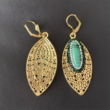 Oval Malachite Rhinestone Earrings - Women's Fine Jewelry