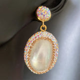 Oval Shell Rhinestone Earrings Noble Lady Jewelry