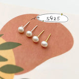 Natural Pearl S925 Silver Needle Stud Earrings