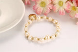 Pearl Beads Chain Bracelet with Heart Charm