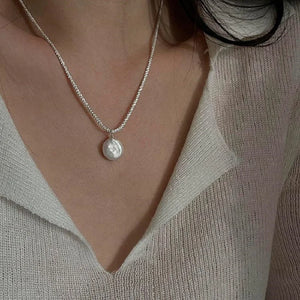 12-13mm Button Freshwater Pearl Coin Necklace for Women