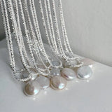 12-13mm Button Freshwater Pearl Coin Necklace for Women