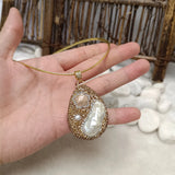 Pearl Rhinestone Pendant Necklace, Elegant and Noble Jewelry