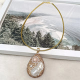 Pearl Rhinestone Pendant Necklace, Elegant and Noble Jewelry