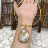 Pearl Rhinestone Pendant Necklace, Elegant and Noble Jewelry
