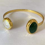 Natural Pearls Emeralds Electroplated Bracelet Chinese Trend Noble Jewelry