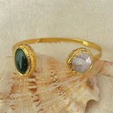 Natural Pearls Emeralds Electroplated Bracelet Chinese Trend Noble Jewelry