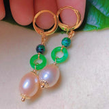 Pink Pearl Jadeite Earrings 18k Women Halloween Christmas DIY Year