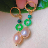 Pink Pearl Jadeite Earrings 18k Women Halloween Christmas DIY Year