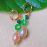 Pink Pearl Jadeite Earrings 18k Women Halloween Christmas DIY Year
