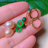 Pink Pearl Jadeite Earrings 18k Women Halloween Christmas DIY Year