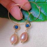 Pink Pearl Lapis Lazuli Beads Earrings 18k for DIY Mother's Party