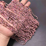 Natural Pink Rhodochrosite Micro Stone Beads 3mm Black-line Rhodonite Section