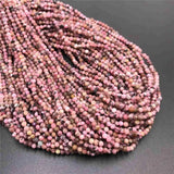 Natural Pink Rhodochrosite Micro Stone Beads 3mm Black-line Rhodonite Section