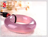 Pink Agate Jade Pendant Necklace Safety Button Jade Necklaces Pendants