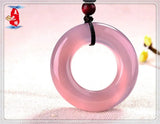 Pink Agate Jade Pendant Necklace Safety Button Jade Necklaces Pendants